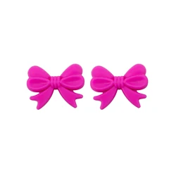Sunrony Bowknot Silicone Beads Set for DIY Jewelry and Accessories - Pack of 10 (10pcs Violet red)