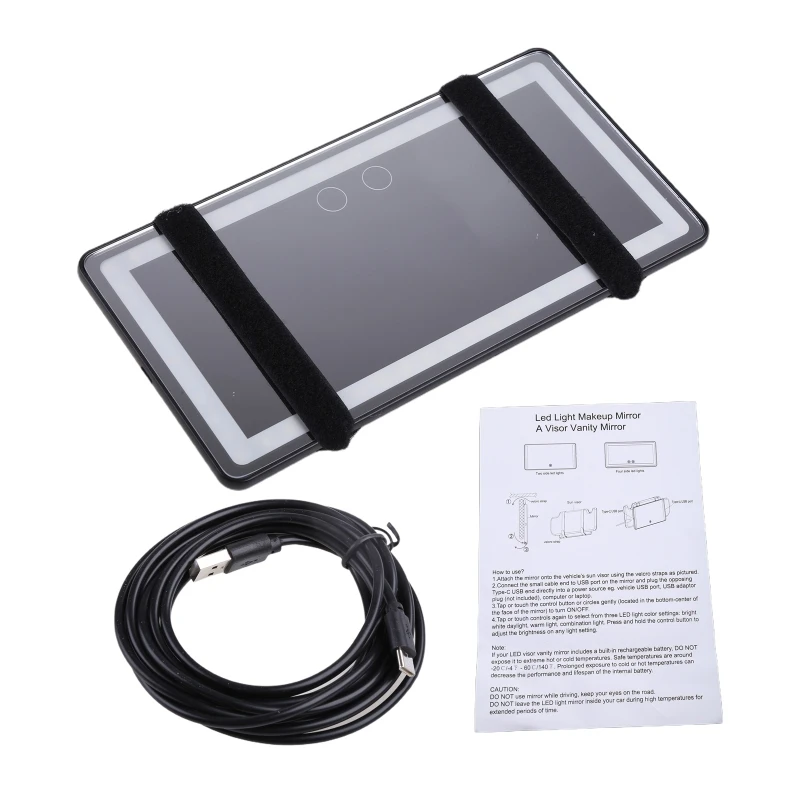 

Зеркало для козырька автомобиля для зеркала для макияжа с сенсорным экраном и 3-цветной 60 светодиодной подсветкой