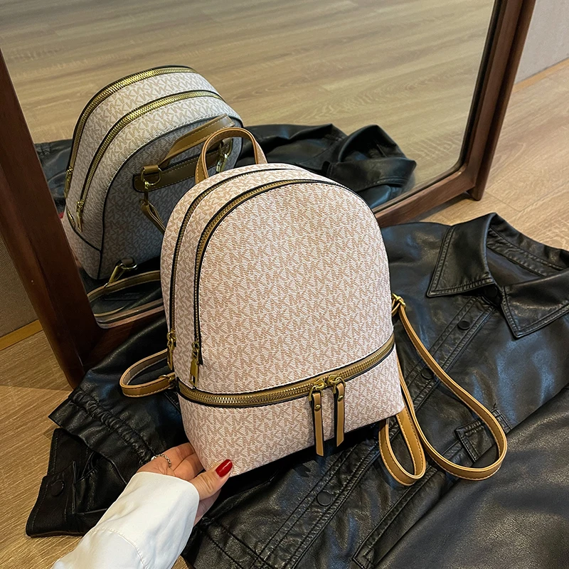 New Luxury European American Fashion Leather Shoulder Backpack Women Travel  Backpacks Large-Capacity Student School Bag Handbag - AliExpress