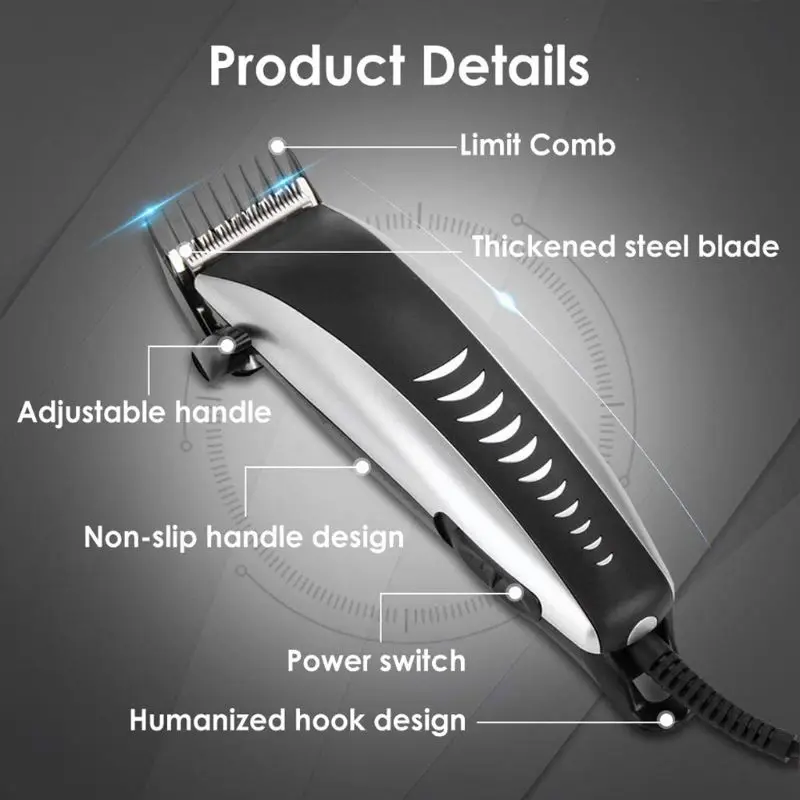 Professional Electric Plug-In Hair Clippers Beard Trimmer Barber Grooming Kit Rechargeable Cordless Haircut Machine Shaver
