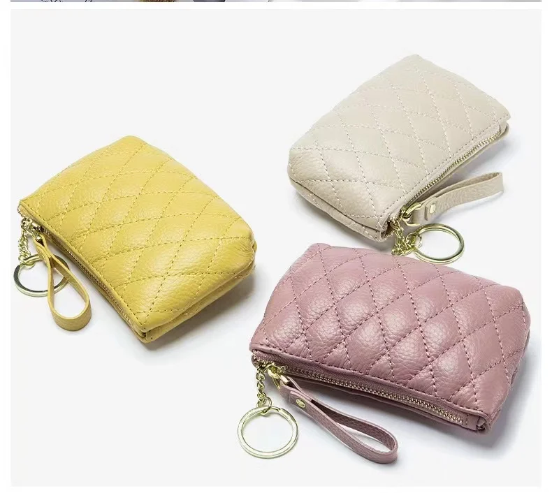 Leather shoes, embroidered zero coin purse to receive bag leather mini contracted zipper bag key bag girl
