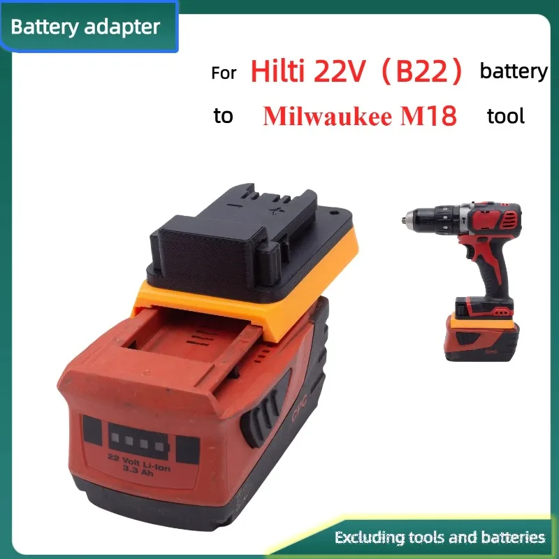 

Преобразователь литиевого аккумулятора для Hilti 22 в (B22) в Milwaukee серии M18, адаптер инструмента для беспроводной дрели (только адаптер)