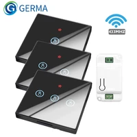 GERMA Smart Home Wireless Touch Switch Light Electrical 433Mhz Remote Control Glass Screen Wall Panel Button Receiver Led Lamp 1