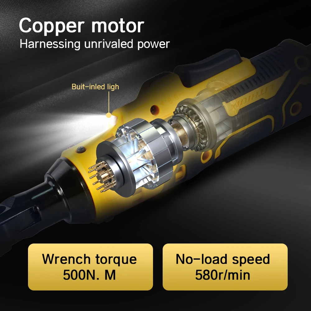 Electric Ratchet Wrench Set 500N.M Cordless Driver 3/8 in. Impact Removal Screw Nut Power Tools for Dewalt 18V-21V Battery 3