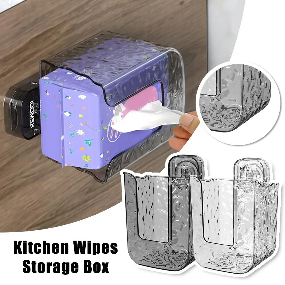 Waterproof Wet Wipes Box Punch-Free Tissue Box Suction Cup Bathroom Accessories Tissue Storage Box Transparent