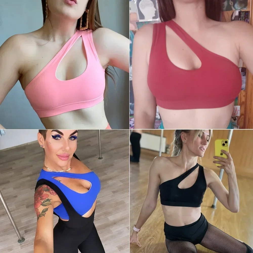 Sexy One Shoulder Yoga Bras Women Sports Top Crop Athletic Vest Push Up Underwear BH Sports Bra Sportswear Wire Free Gym Shirts sports bra womens bras sports underwear gym top crop tops womens lingerie women lingerie sports tank top women undershirt