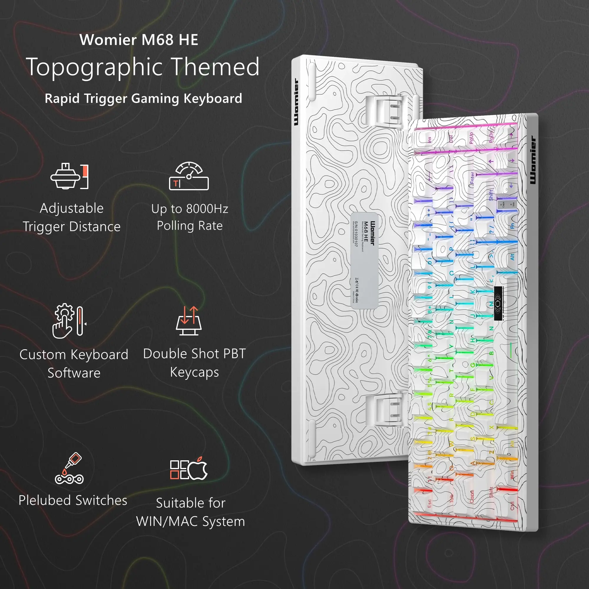 

Клавиатура Womier M68 HE с топографическим быстрым запуском, проводная, RGB, игровая, на заказ, предварительно смазывающаяся, с магнитным переключателем, механическая клавиатура для ПК
