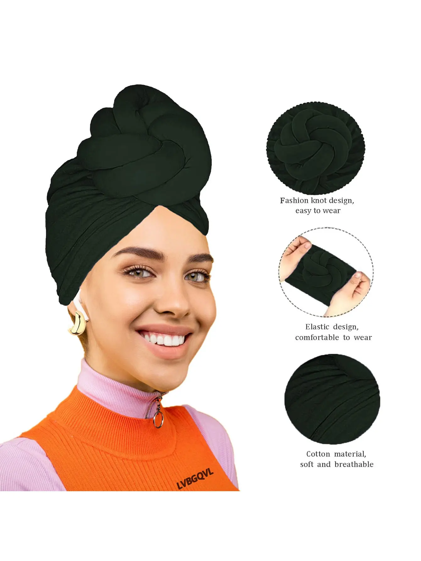 1pcs Elegant Women Turbans Solid Color Handmade Flower Knot African Fashion Chemotherapy Hat Leisure Comfortable Breathable High 5