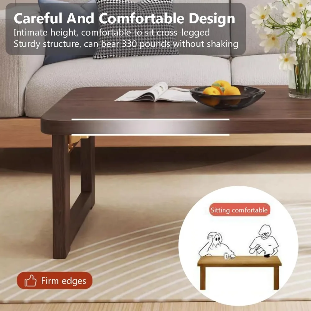 Folding Coffee Table,Foldable Floor Table Low Table,Solid Wood Tea Table,Tatami Table Collapsible Coffee Table for Sitting On Th 4