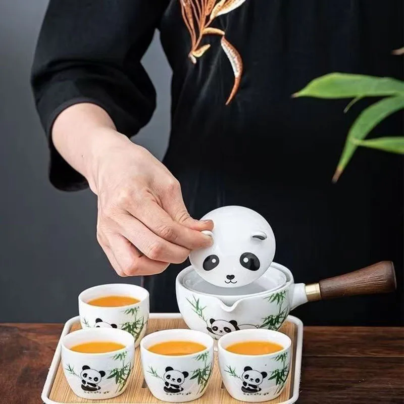 Panda Ceramic Cup Set, Travel Tea, Creative Hand Gift, Office Cup, Business Gift, Souvenir
