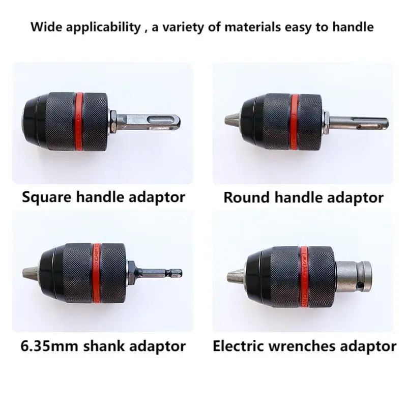 Metal Heavy Duty 1/2-20UNF 10mm 13mm Keyless Drill Chuck Hex Shank/SDS/Socket Square Female Adaptor Hardware Tool hand tool