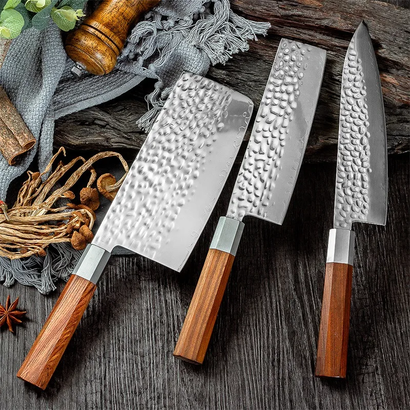 Japanese Chef Santoku Knife Sharp Blade Utility Slicing Meat Cleaver Stainless Steel Nakiri Salmon Cutting Peeling BBQ Knife kitchen knife meat cleaver