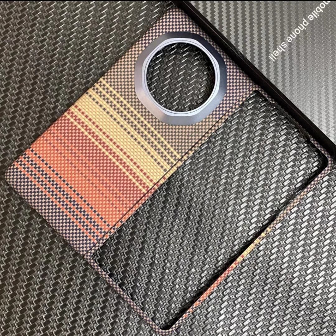 Premium Aramid Carbon Fiber MagSafe Case – Matte Sunset, Bulletproof, Thin & Magnetic Wireless Cover
