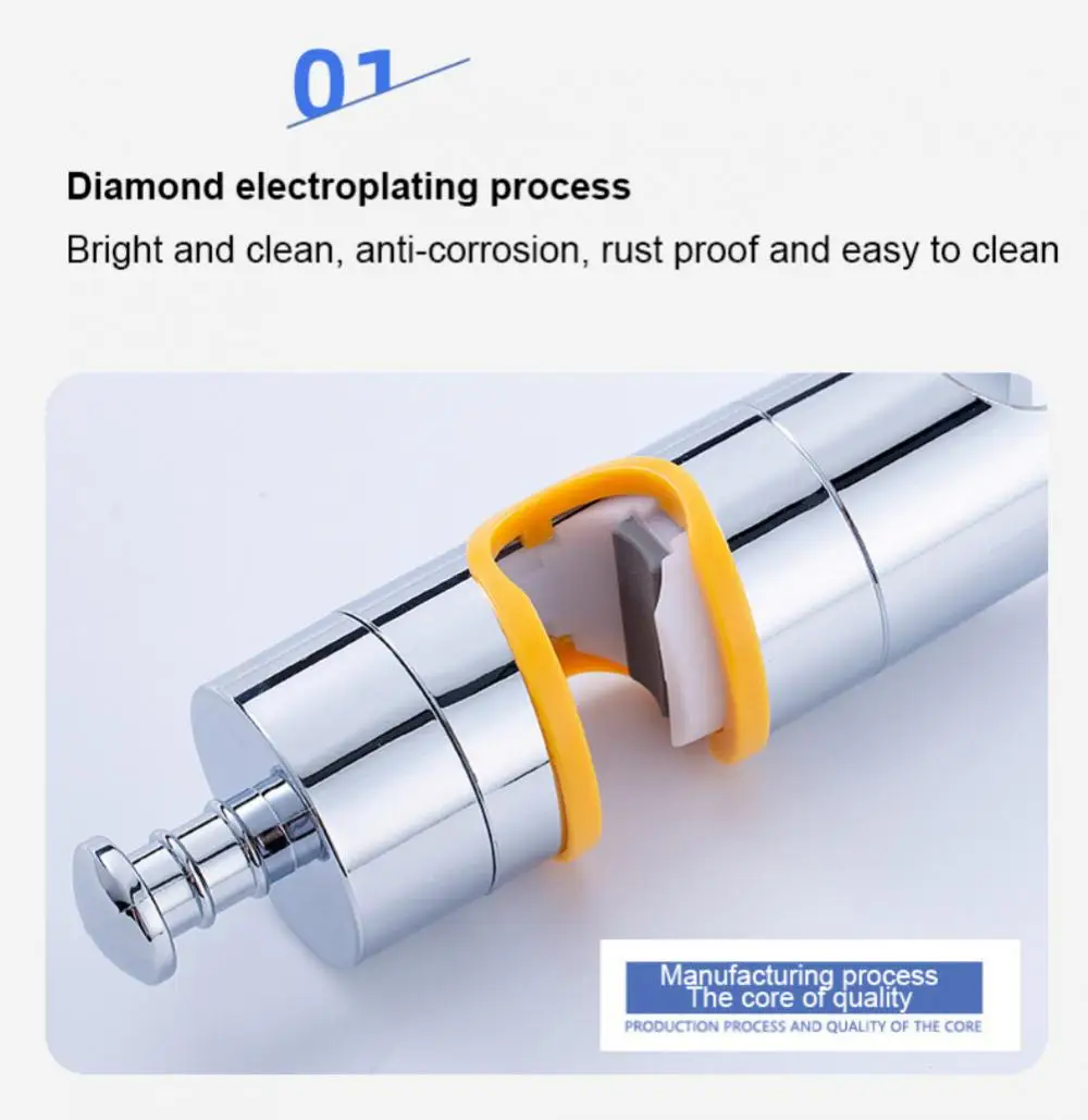 Description Picture 4 of item1pc Universal Shower Head Holder Adjustable 18~25mm ABS Chrome Shower Rail Holder Bathroom Accessories Shower Mounting Brackets