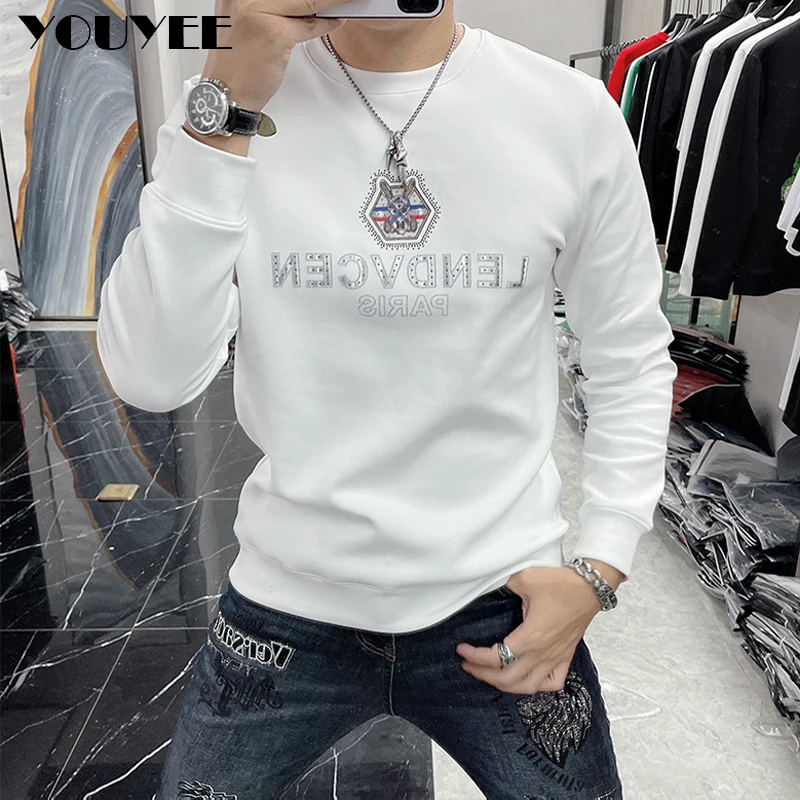 Men's Slim Hoodies Rabbit Print Hot Diamond Male Sweatershirts