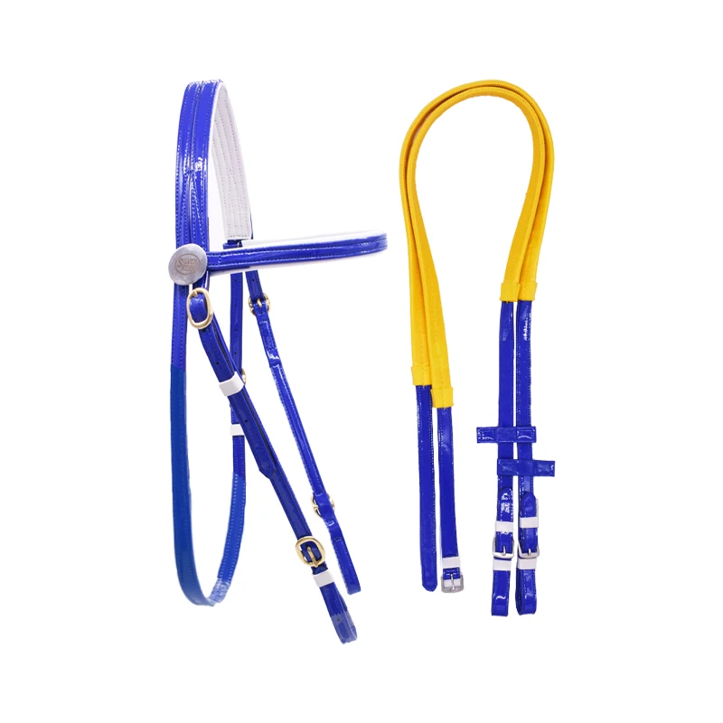 Padded rading Leather Bridle for Horses with EU Inspired Buckle Includes Web Reins with Hand Stops Leather Hors