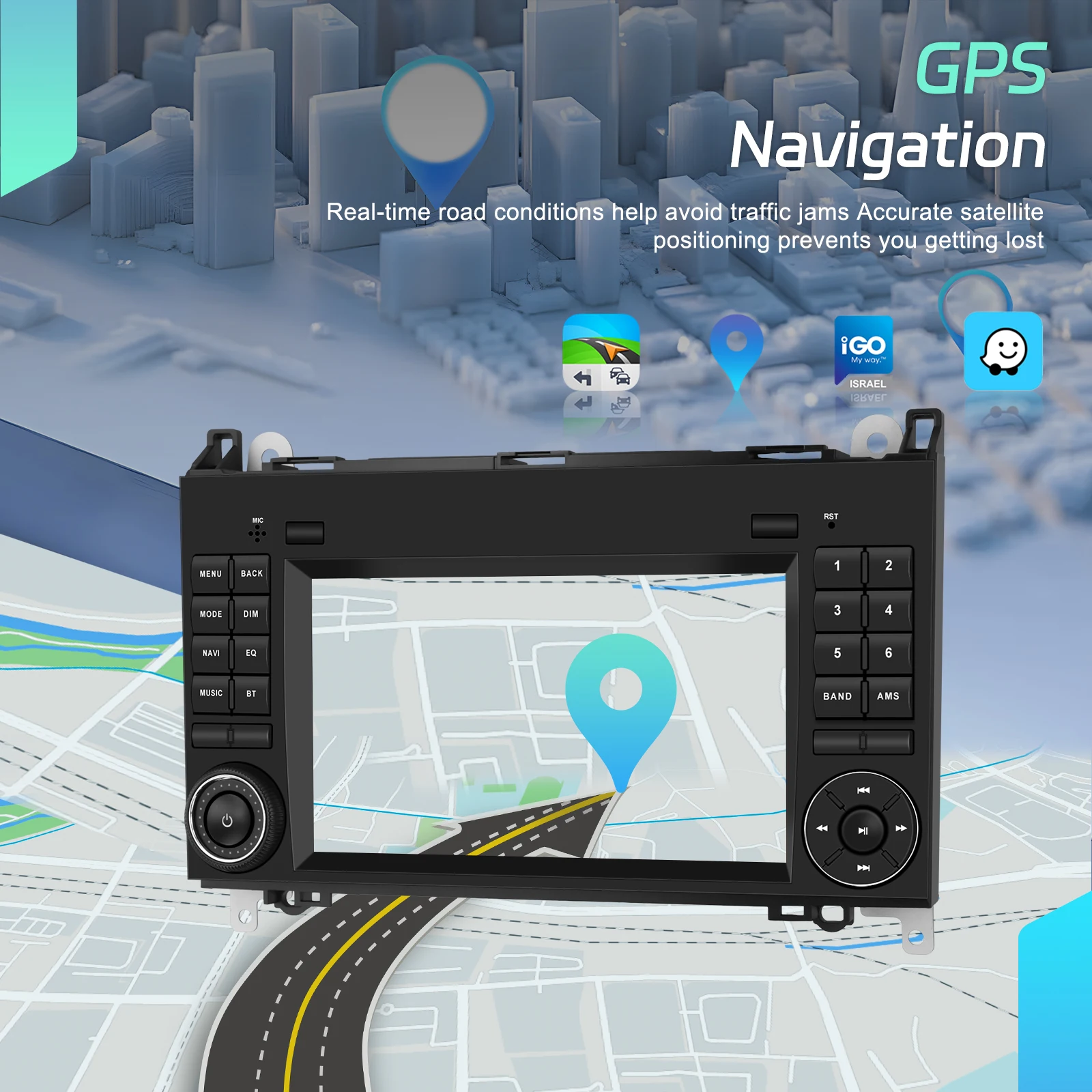 Radio para coche Podofo 2DIN 4+64G con Carplay para Mercedes Benz B200 Sprinter Clase A, GPS, Android Auto, WIFI, Mirror Link, sistema inteligente. 3