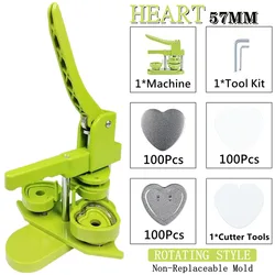 Creative Badge Maker Kit with Button Parts & Circle Cutter (Heart-Set Rotating)