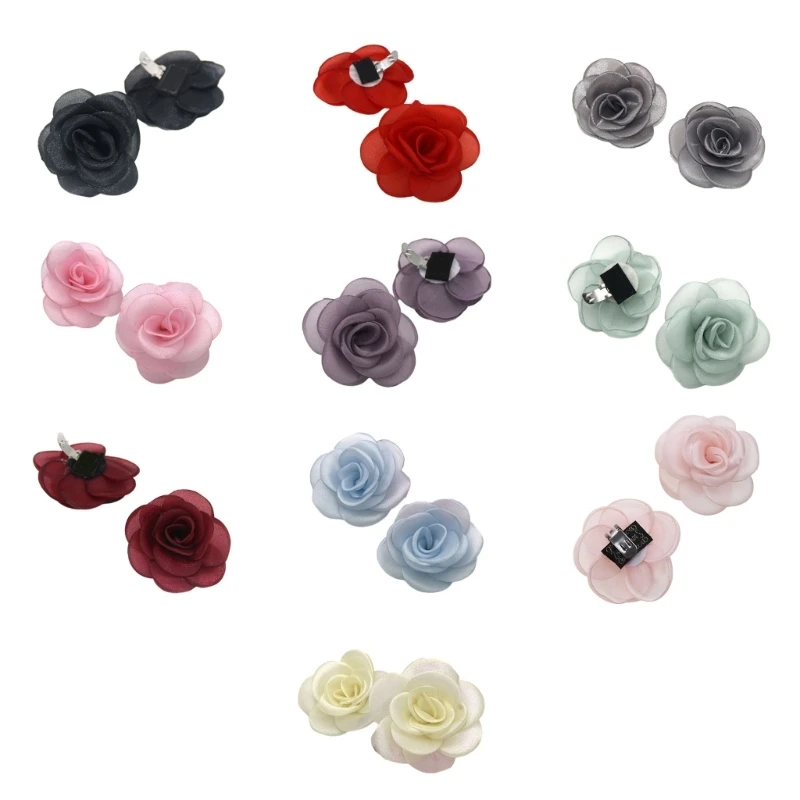 

Rose Flower Shoe Clips Fabric Flower Shoe Charm Accessories Fashion Shoes Buckle