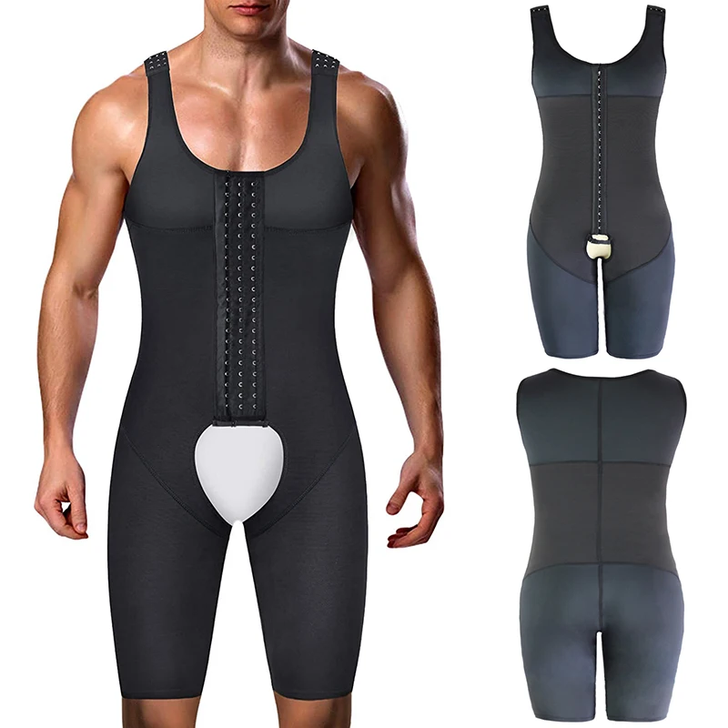 Slimming Bodysuit for Men Tummy Control Full Body Shaper Compress Abdomen Underwear Breathable Weight Loss Shapewear Plus Size