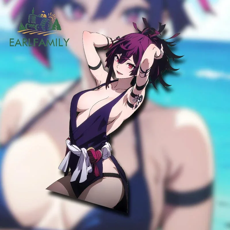 EARLFAMILY 13 см x 7 см для аниме девочки Jigokuraku Yuzuriha автомобильные наклейки солнцезащитные виниловые наклейки устойчивые к царапинам автомобильные аксессуары