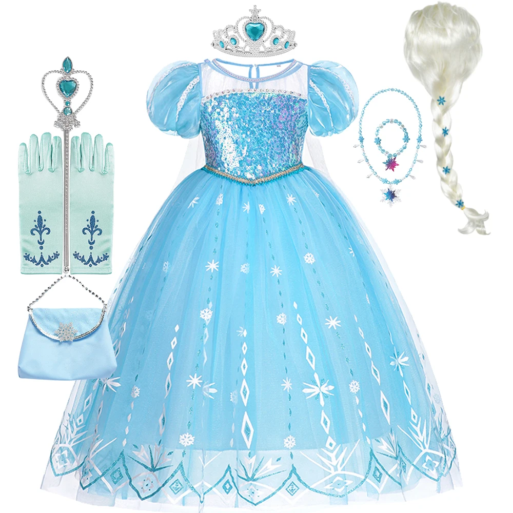 Déguisement Princesse Elsa Bleu pour Enfants avec Accessoires