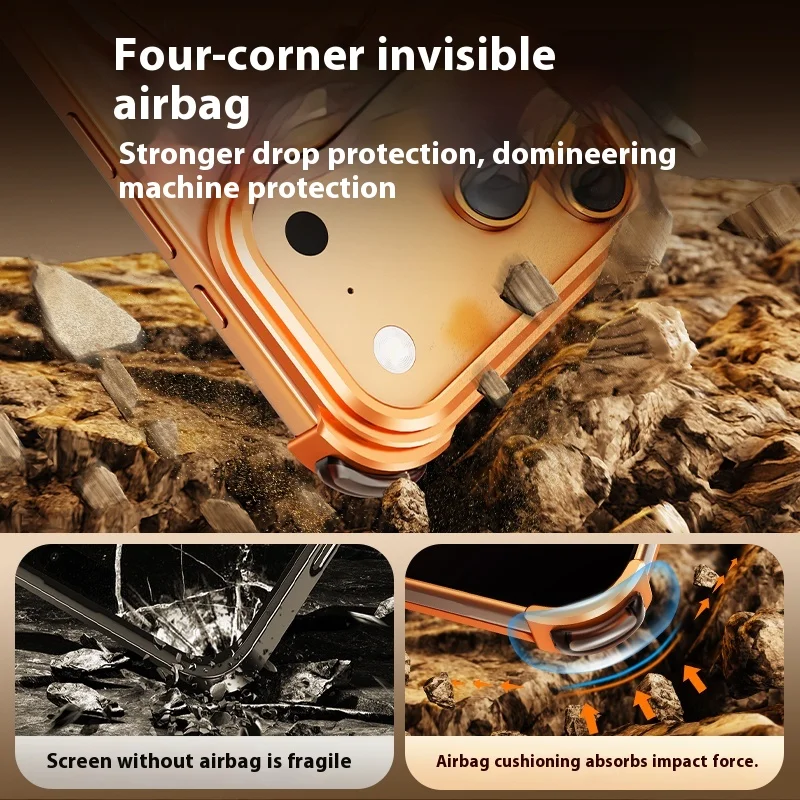 Eary for iPhone 17 Pro Max 17 Pro Phone Case Magnetic With 360°Rotation Stand Frameless Shell Magsafe Shockproof Protector Cover