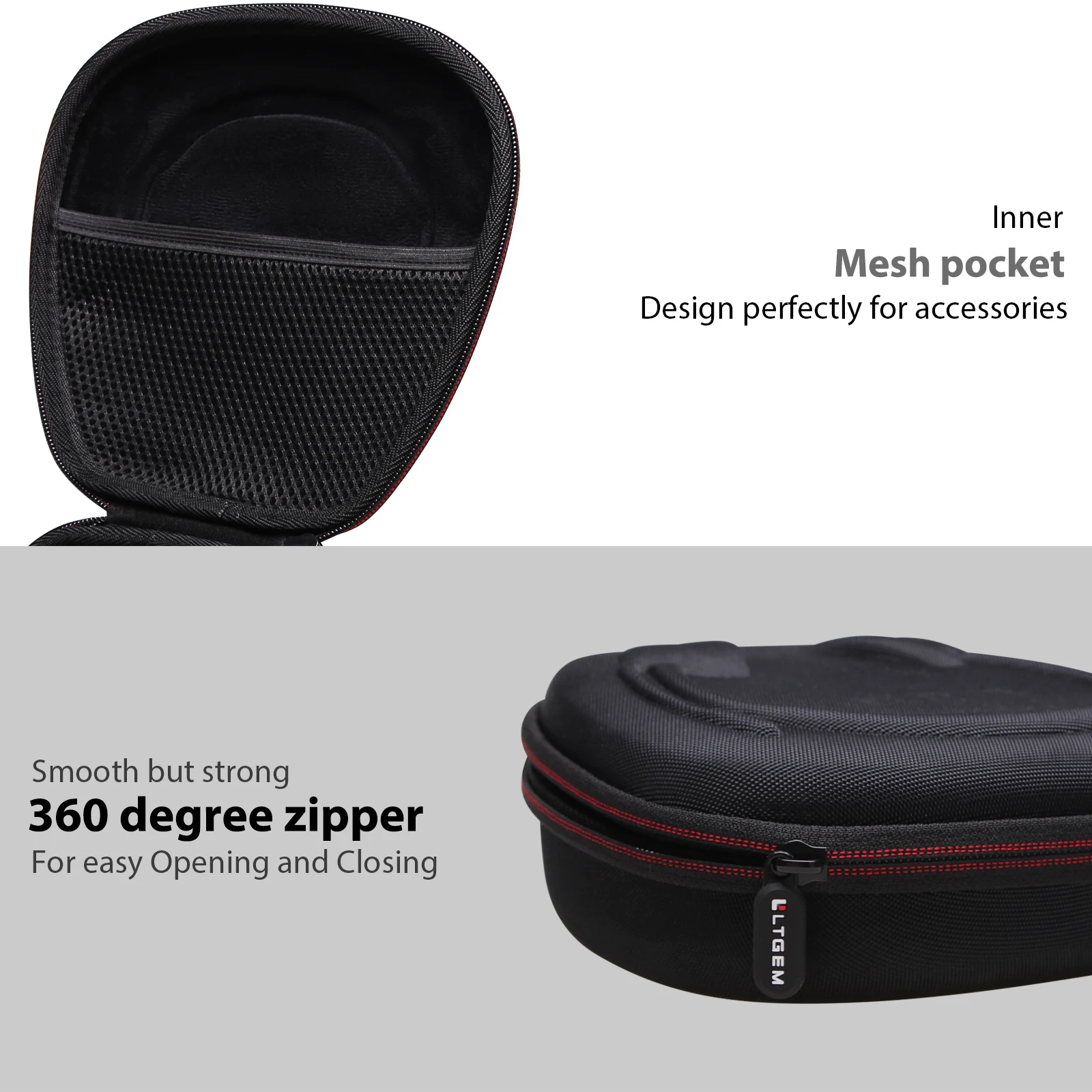 LTGEM Hard Headphone Case for Logitech H390, JLab Go Work, JIAMQISHI, EAGLEND, FEABASK Headset (Inside:6.8