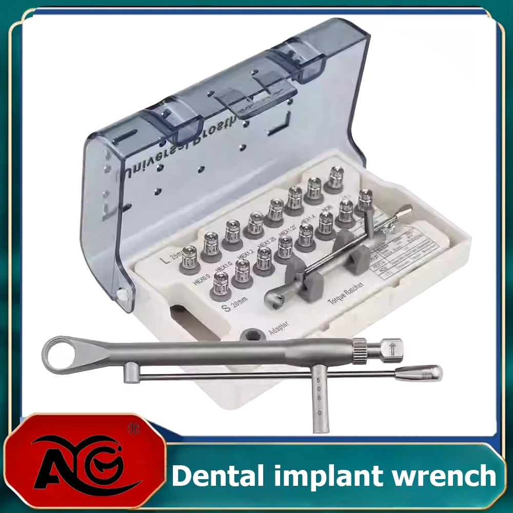 Dental Universal Implant Torque Screwdrivers Wrench Implant Restoration Tool Kit 10-70Ncm Ratchet Driver Prosthetic Repair Tools