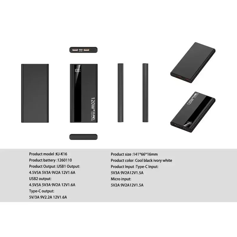 Nuovo Power Bank 2026 da 500.000 mAh, Batteria Esterna Portatile con Ricarica Super Veloce da 120W per iPhone e Samsung - Image 6