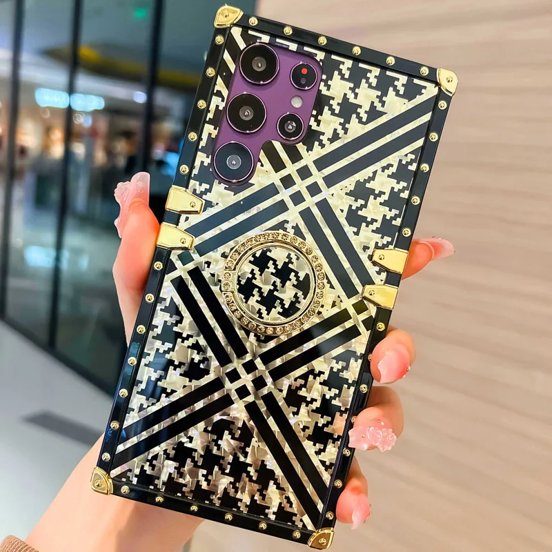 Musubo Luxury Flower Leather Phone Case For Samsung Galaxy S22 S23 Ultra  S21 S20FE A13 A14 A53 A51 A52S Cover Girls Soft Square - AliExpress