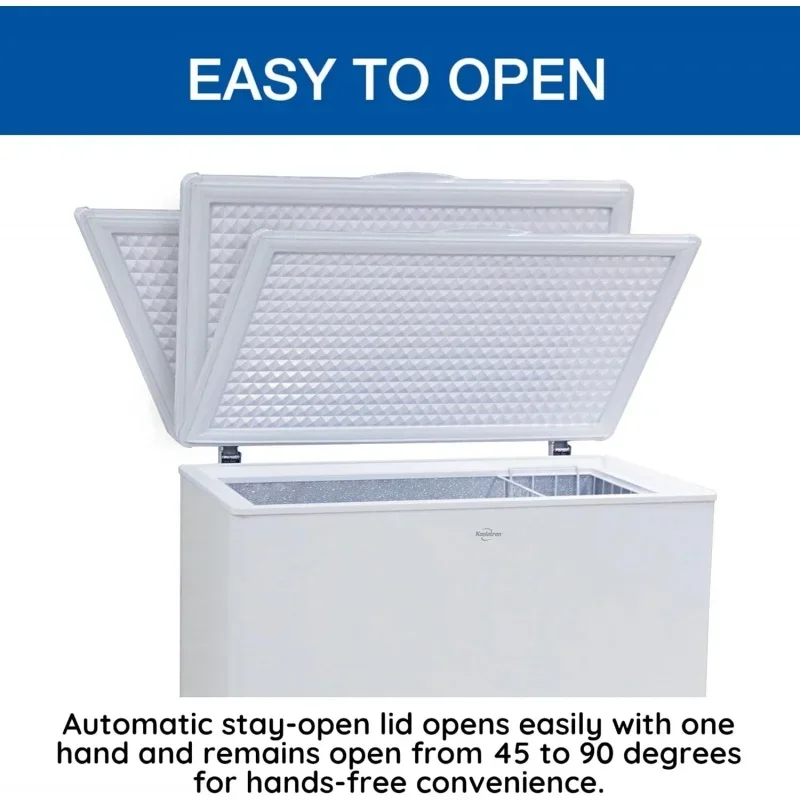 QWKoolatron Large Chest Freezer,7.0 cu ft (195L),White,Manual Defrost Deep Freeze,Storage Basket,Space-Saving Flat Back,Stay
