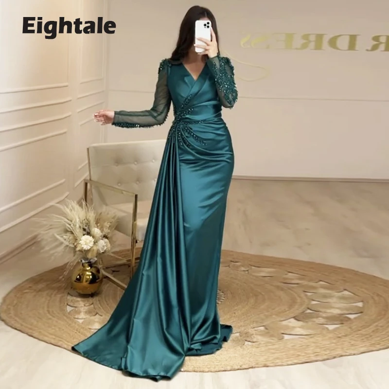 green emerald velvet dress Wedtrend Women Dark Green Prom Dress with Appliques Mermaid Off The ShoulderFormal Dress with Slit, Dark Green / US16