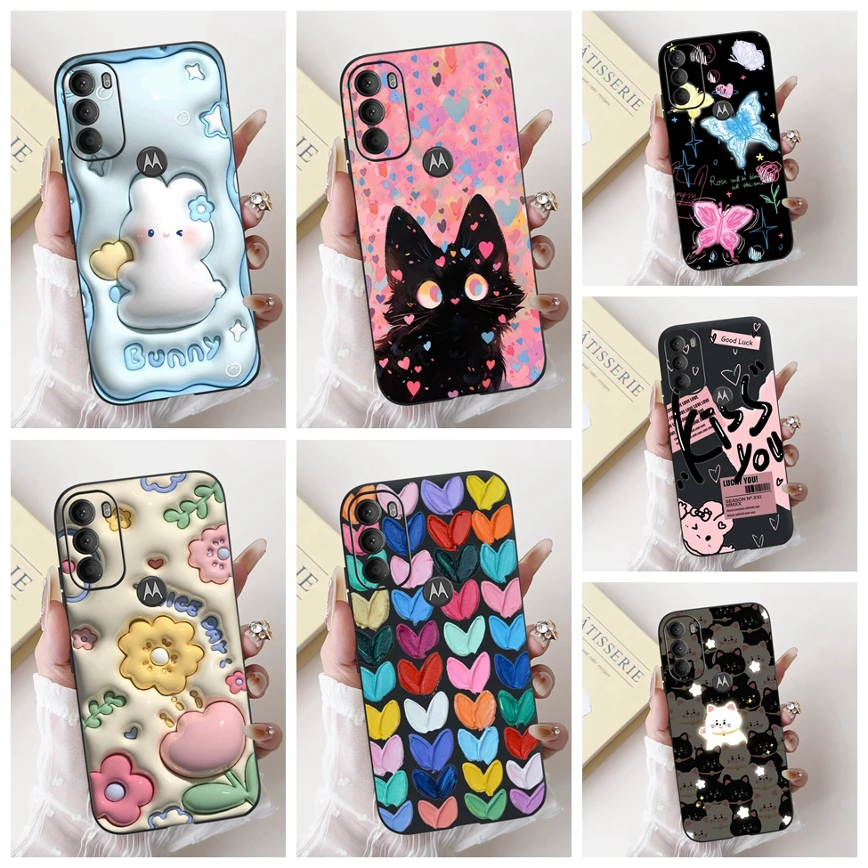 Luxury Cute Cartoon Cat Shockproof Silicone Phone Case - 6.4 Fashionable Back Cover