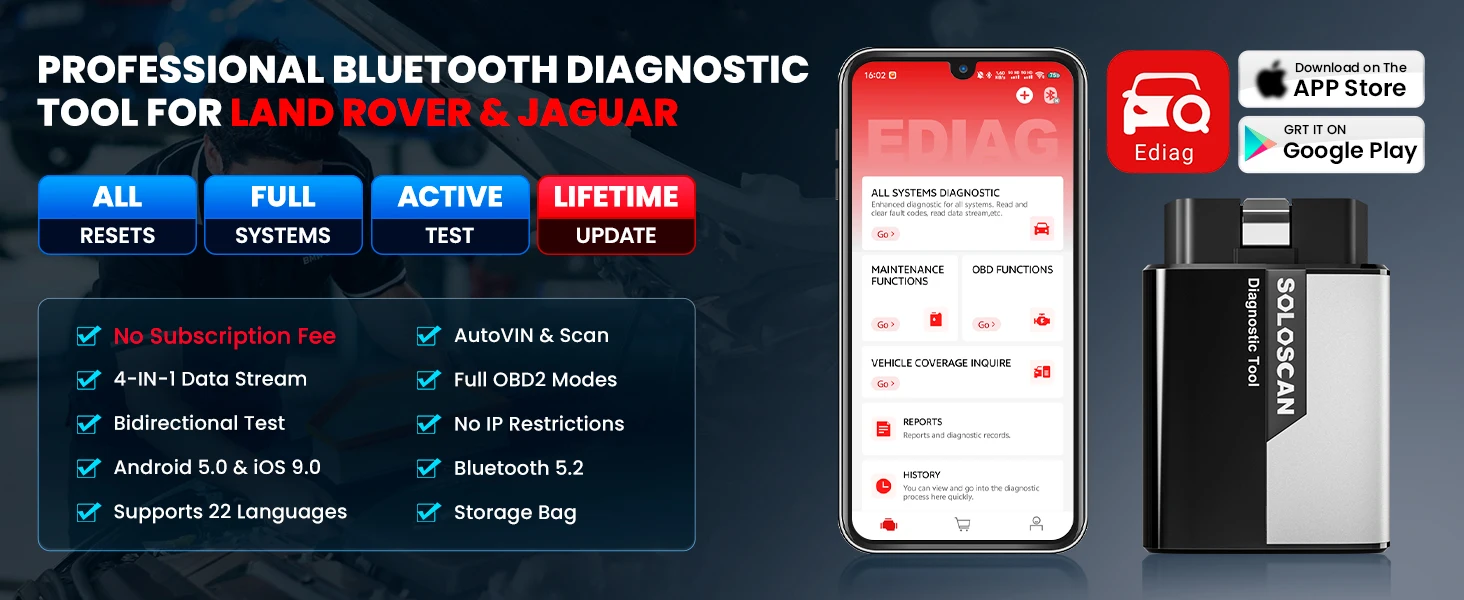 Für Land Rover für Jaguar KINGBOLEN Soloscan OBD2 Scanner Bluetooth Bidirektionales Diagnose-Scan-Tool Alle Reset-Funktionen Lebenslange Kostenlose Updates – Detail 1