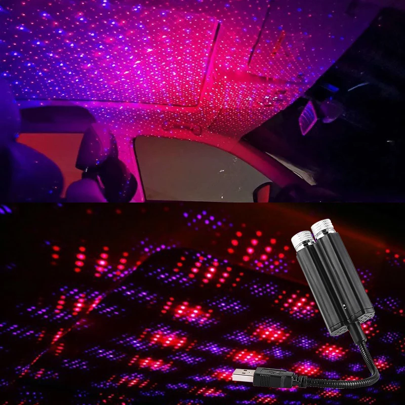 Car Interior Lights Roof Star Light USB LED Starry Atmosphere Projector Decoration Night Party Decor Galaxy Light 1pcs