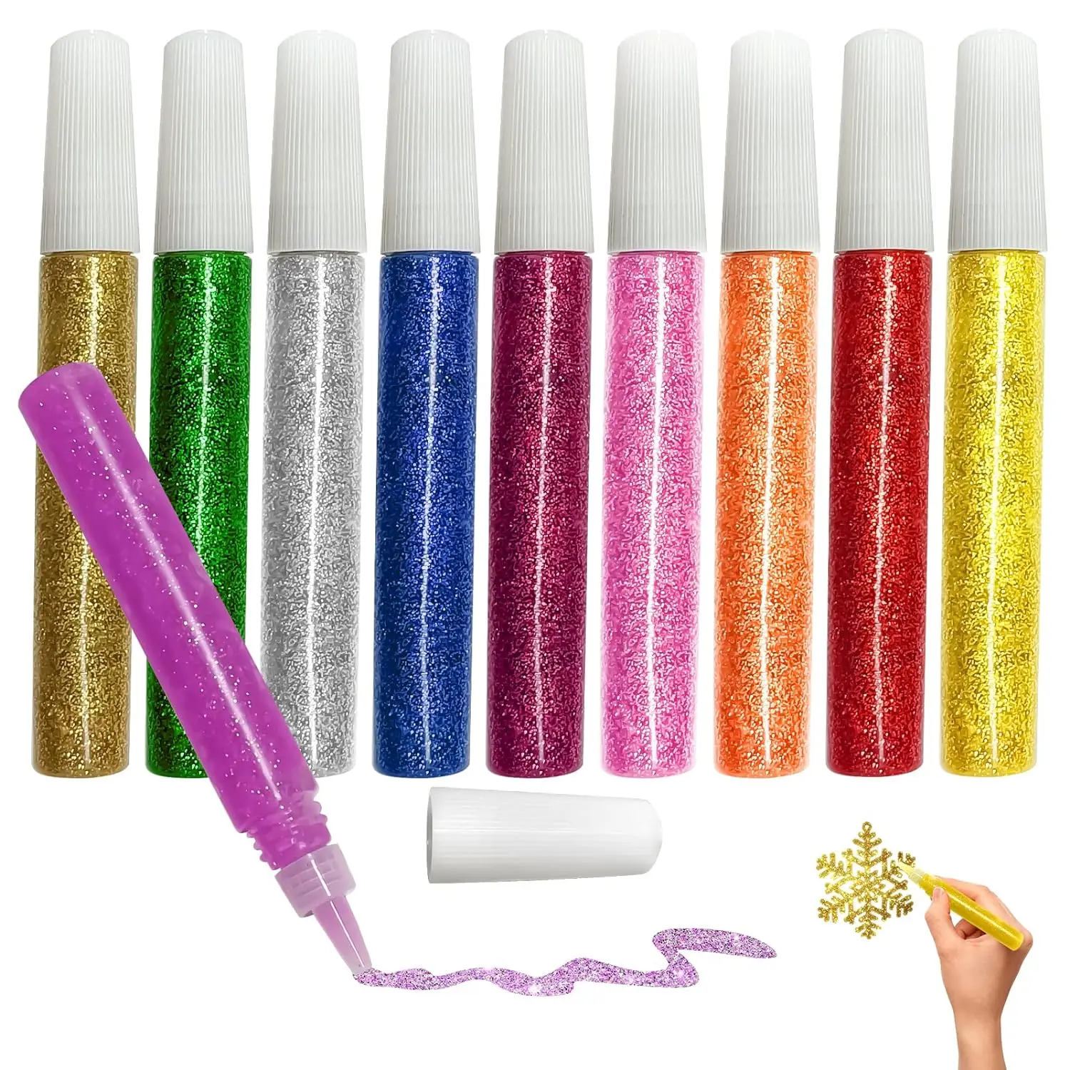 Non-Toxic Washable Glitter Glue Stick Set DIY Arts Crafts Glitter Pens Glue Gel Pens Art Grad Caps Decorating Supplies