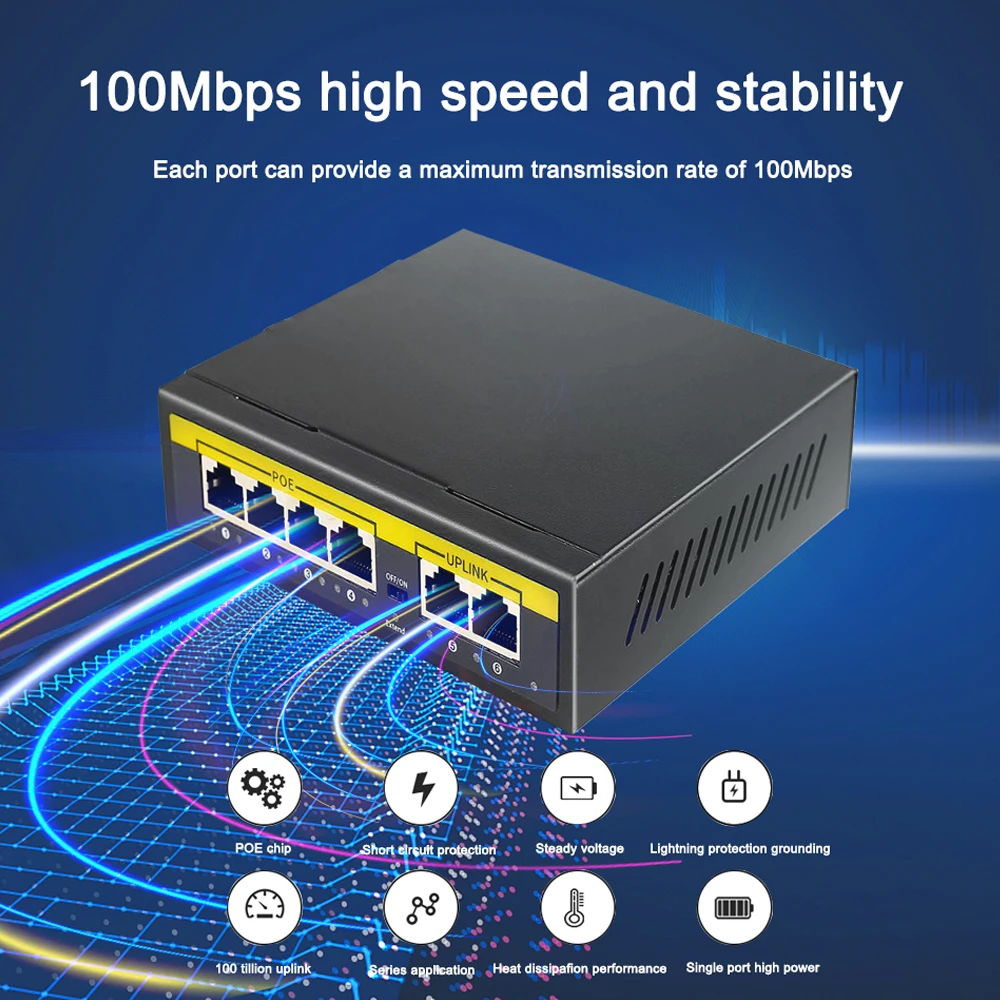 Kuwfi-ethernet Switch 48v Poe 16port 10 100mbps Ieee 802.3 af at para a Câmera ip Wireless ap Cctv Sistema de Segurança - Imagem 6