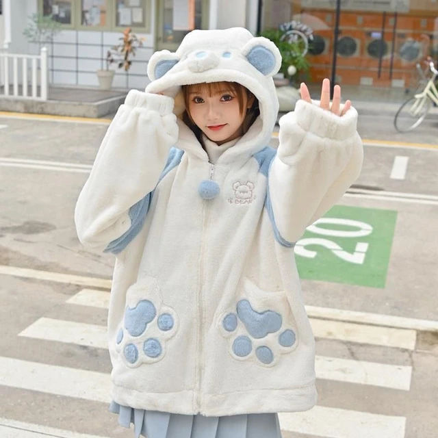 Winter Faux Fur Hoodie Coat Women Casual Hooded Thick Bat -  Israel