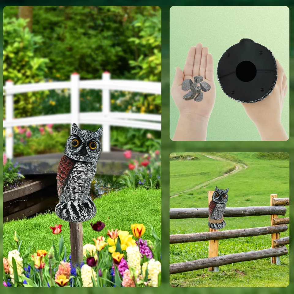 thumbnail image 2 of Bird Mouse Repellent Fake Owl Buy Hedoc Decoys To Scare Birds Away, Rotating Head Sculptures Sound And Silverfish Traps Owl Deterrent 2 of 13