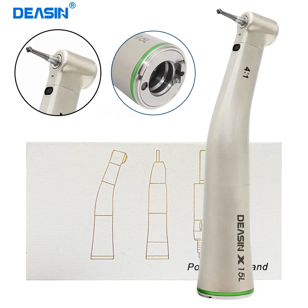 DEASIN Dental-Winkelstück 4:1 mit Innenwasserspray, Glasfaser, niedrige und hohe Drehzahl, X15L, Dental-Endodontie-Ausrüstung