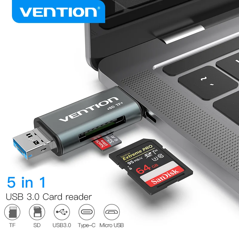 Vention-Adaptador de lector de tarjetas Micro SD tipo C, adaptador de  tarjeta de memoria SD Micro USB para MacBook, portátil, USB 3,0, lector de tarjetas  SD/TF OTG - AliExpress Ordenadores y oficina