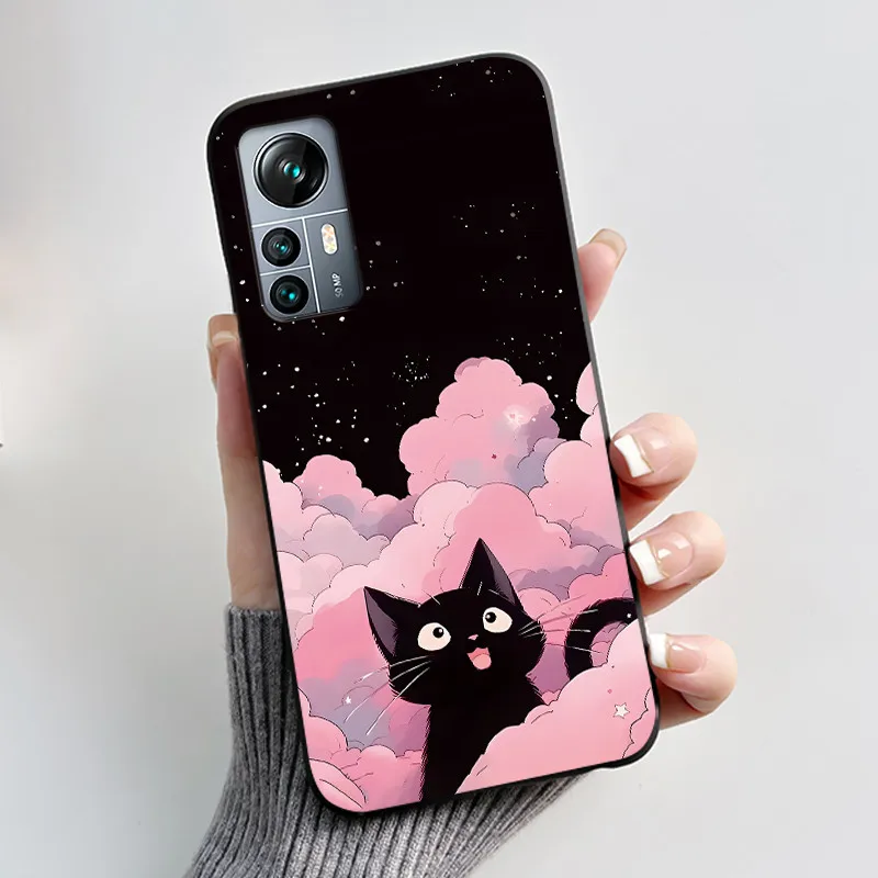 Black Shockproof Soft Shell Phone Case with Lucky Rabbit and Floral Pattern