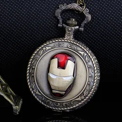 Reloj de Anime de bronce para hombre, collar de dibujos animados, esfera grande, reloj de bolsillo de cuarzo, cadena colgante para hombre