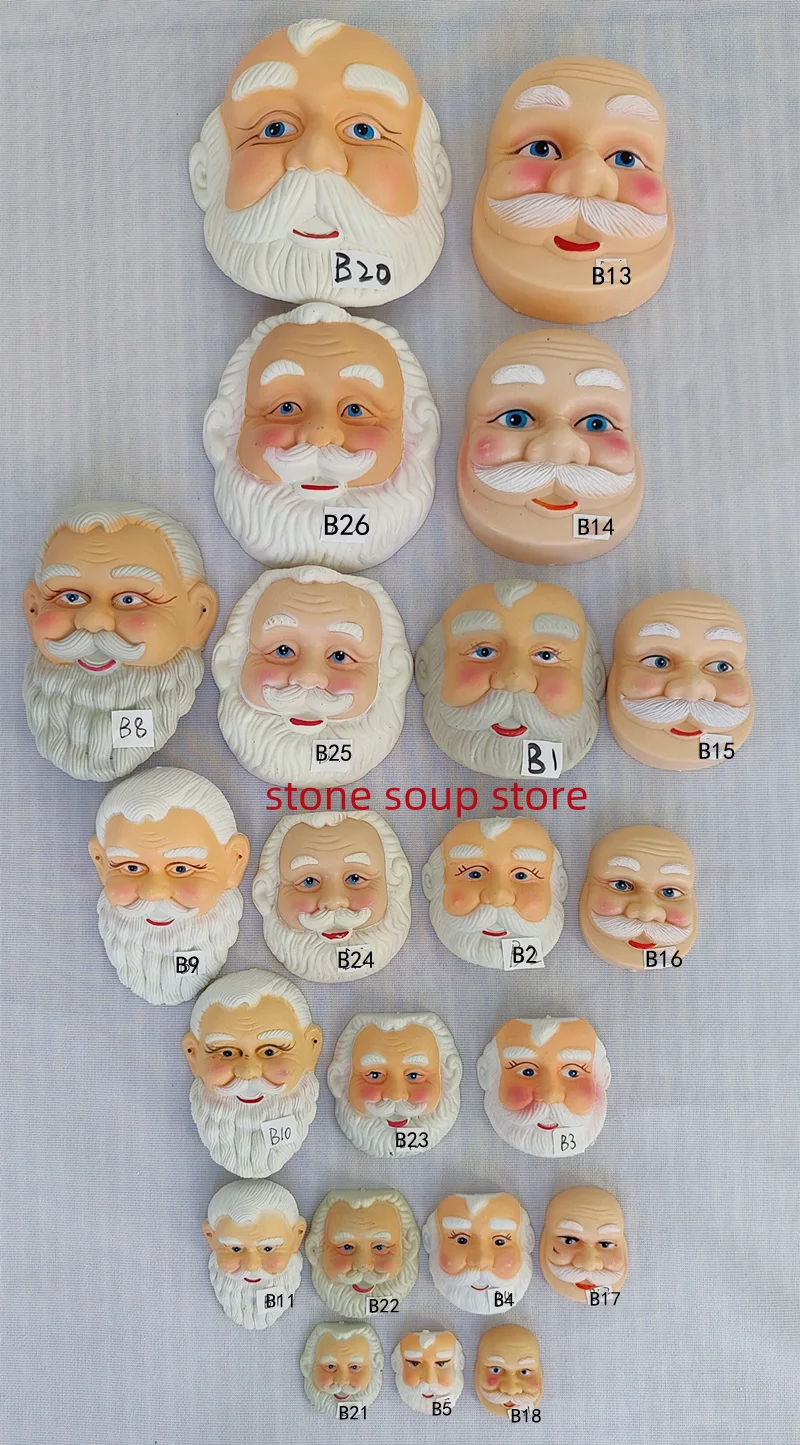 1-8pcs Mini Santa Claus Face Christmas Decorations Plastic Santa Head Accessories Diy Craft Ornament 4 Styles christmas decorations