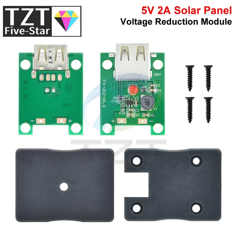 TZT 1/3 Stück 5V 2A Solarpanel Powerbank USB-Ladegerät Spannungsregler 6-20V auf 5V Step-Down-Modul mit LED-Anzeige