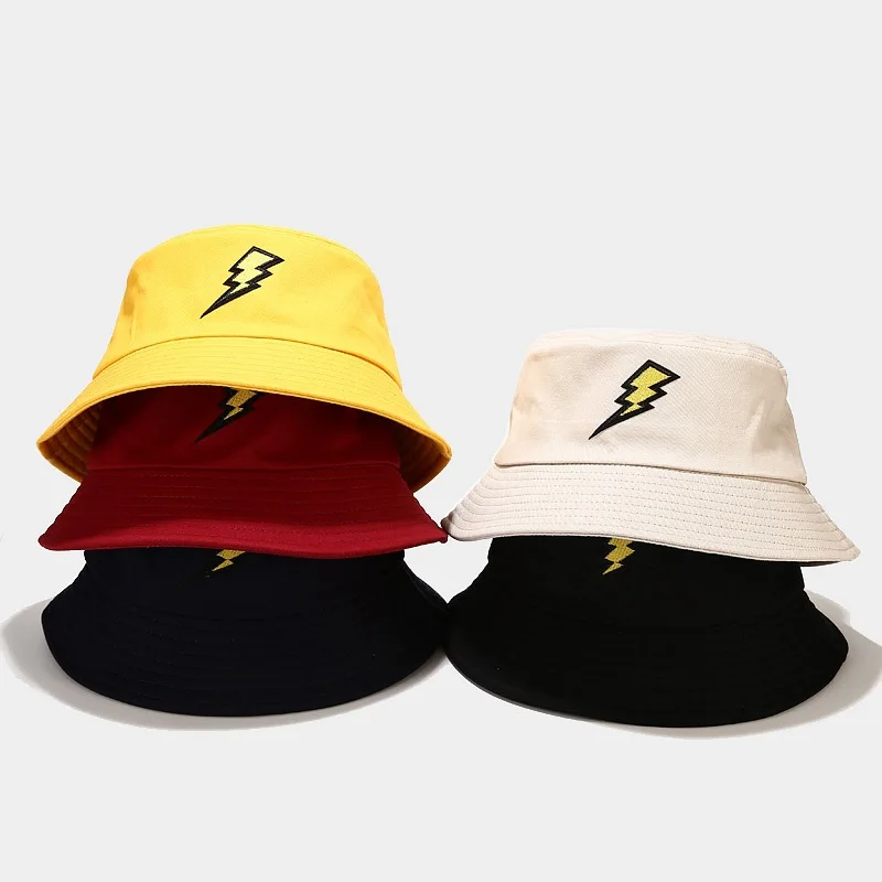 White Black Lightning Bucket Hat for 
