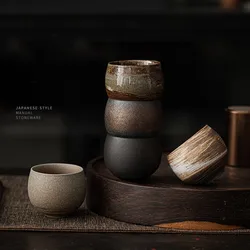 Japanese Style Handmade Rough Ceramic Teacup Kung Fu Teaware Accessories Vintage Stoneware Tea Cup Ancient Single Cups