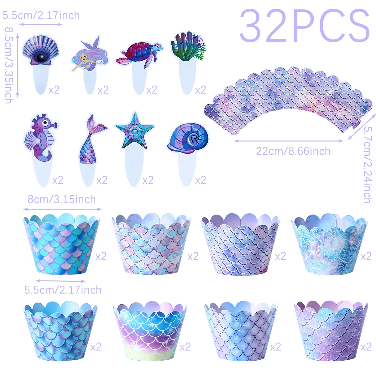 40 Pezzi Topper Per Cupcake A Forma Di Sirena, Includono 20 Topper Per Double Side Mermaid Theme Decoration Under The Sea Birthday Baby Shower Party Favor P 16317807