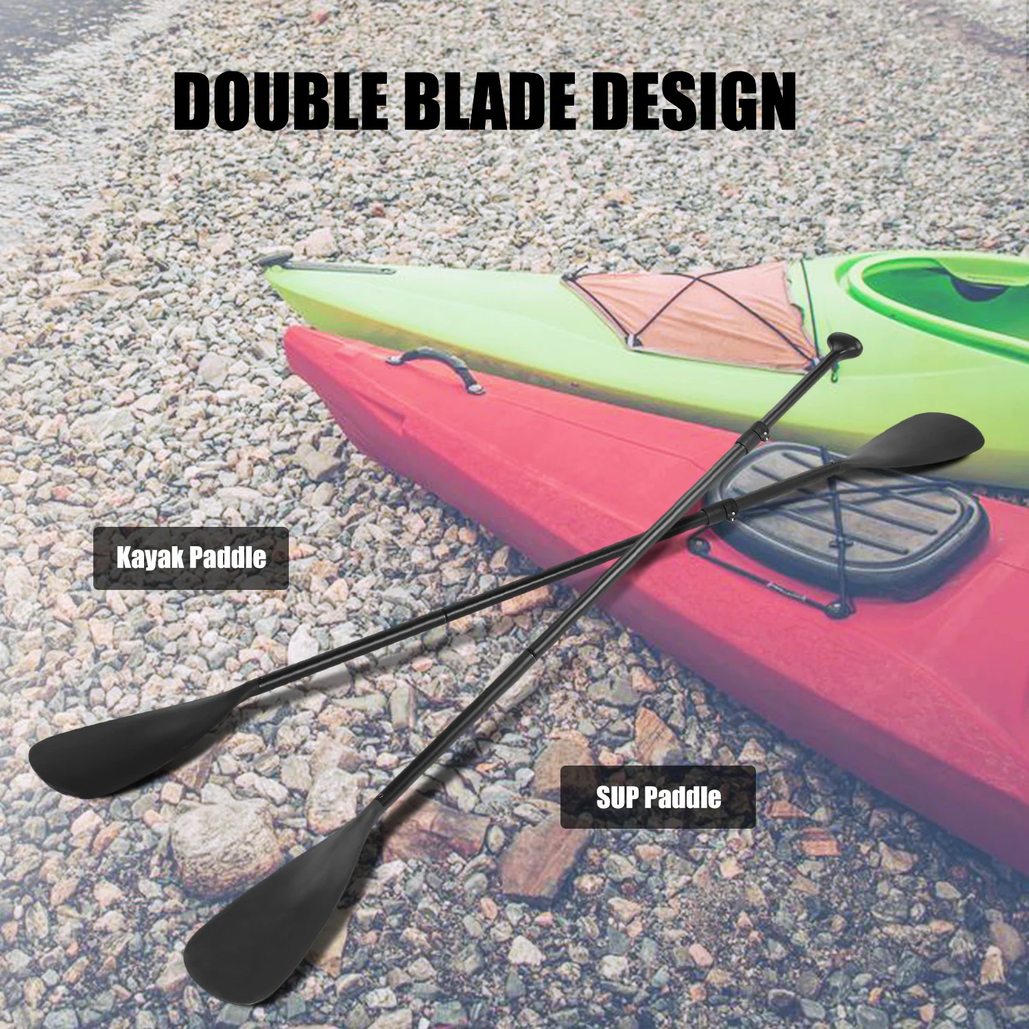 4-Piece Dual Purpose Adjustable SUP Paddle Kayak Boat Stand Up Paddle Board with 2 Blades 1 Connecting Shaft 1 T-handle